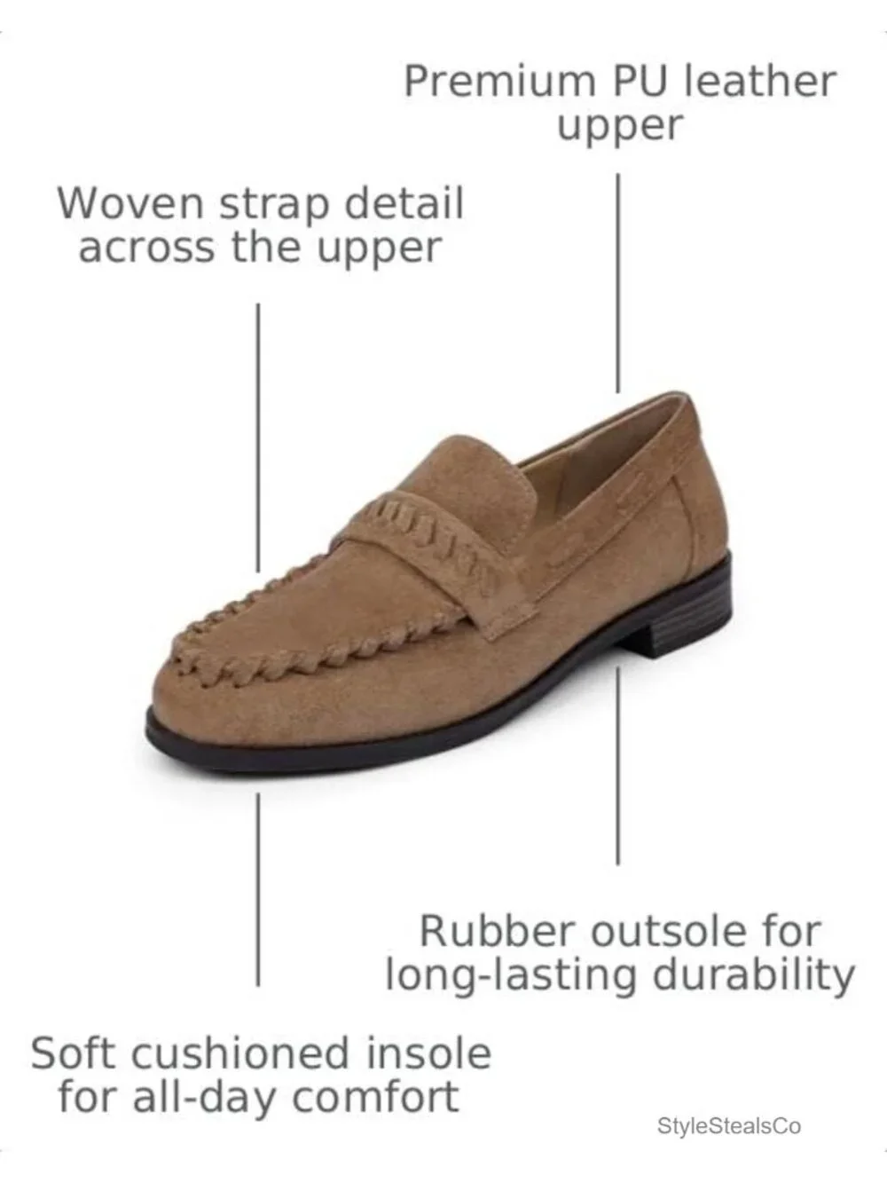 Women's Low Heel Loafers 1 Inch Stacked Heel Slip On Dressy Shoes